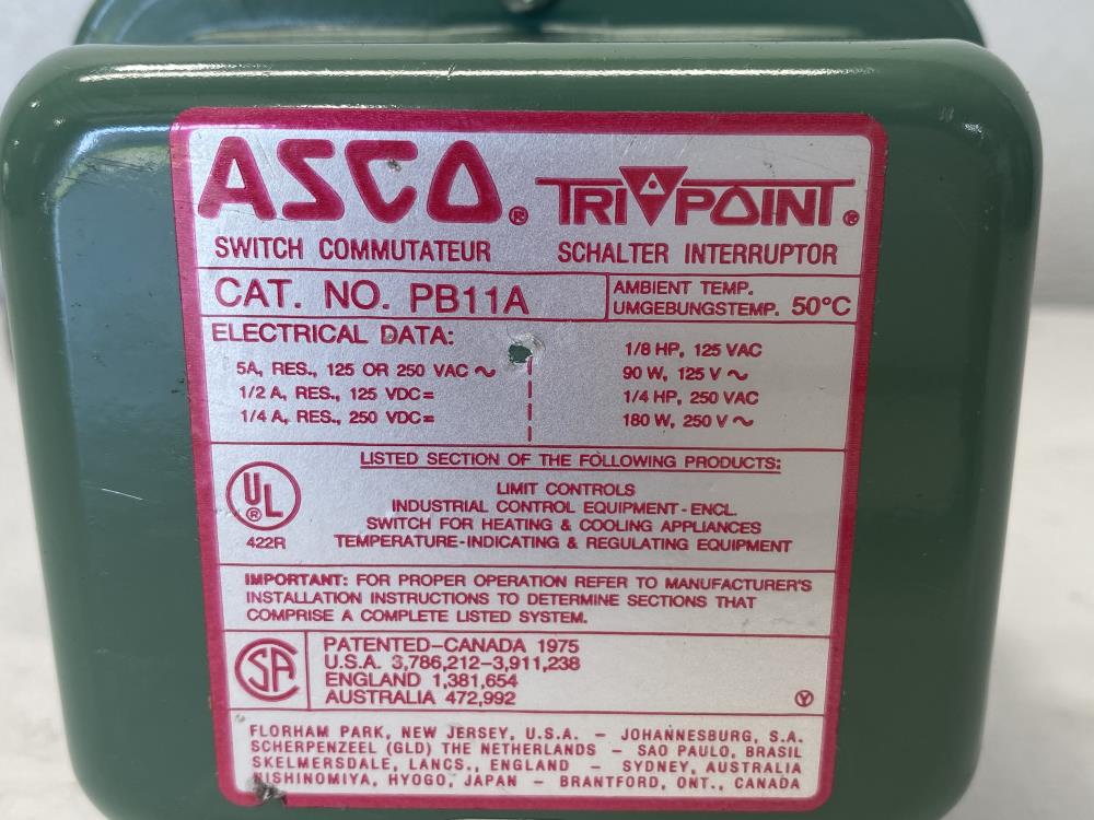 Asco Tri-Point Switch Interruptor PB11A W/ Thermostat KD11A4 