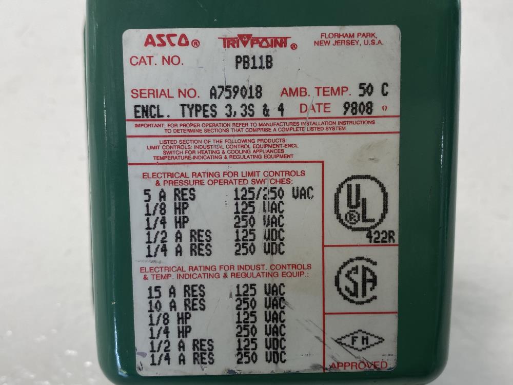 Asco TriPoint Switch Interruptor PB11B W/ Thermostat KD11A1
