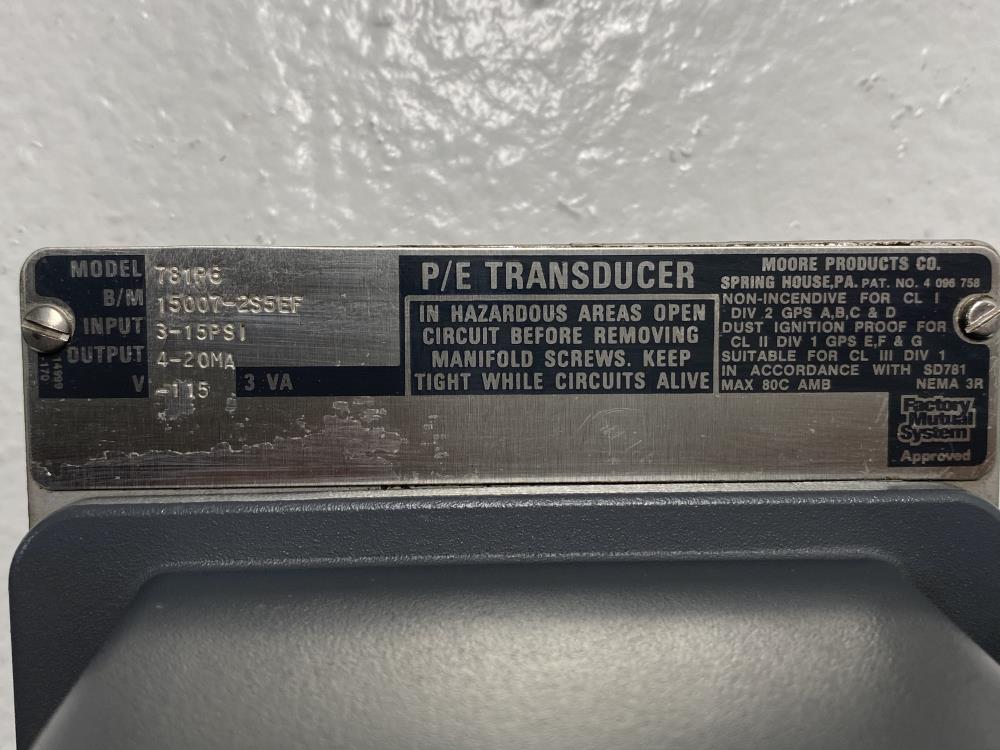 Moore P/E Transducer 731P6, B/M# 1507-2S5EF