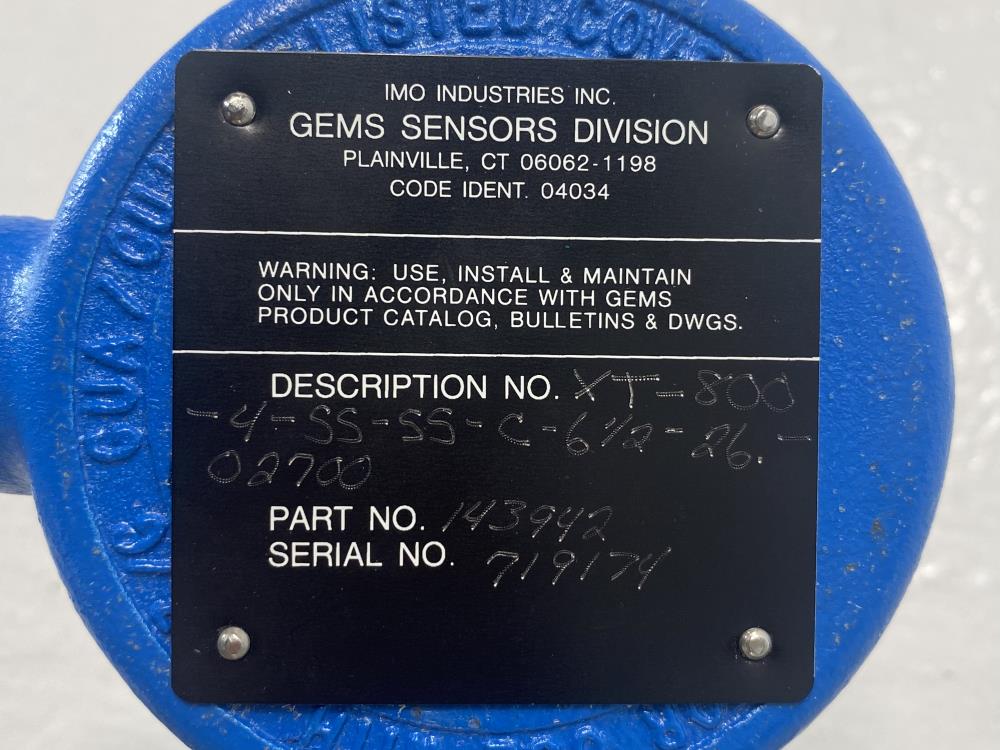 Gem Sensors 3" 150# SS Flanged Float Level Switch, Part# 143942,  XT-800 Series