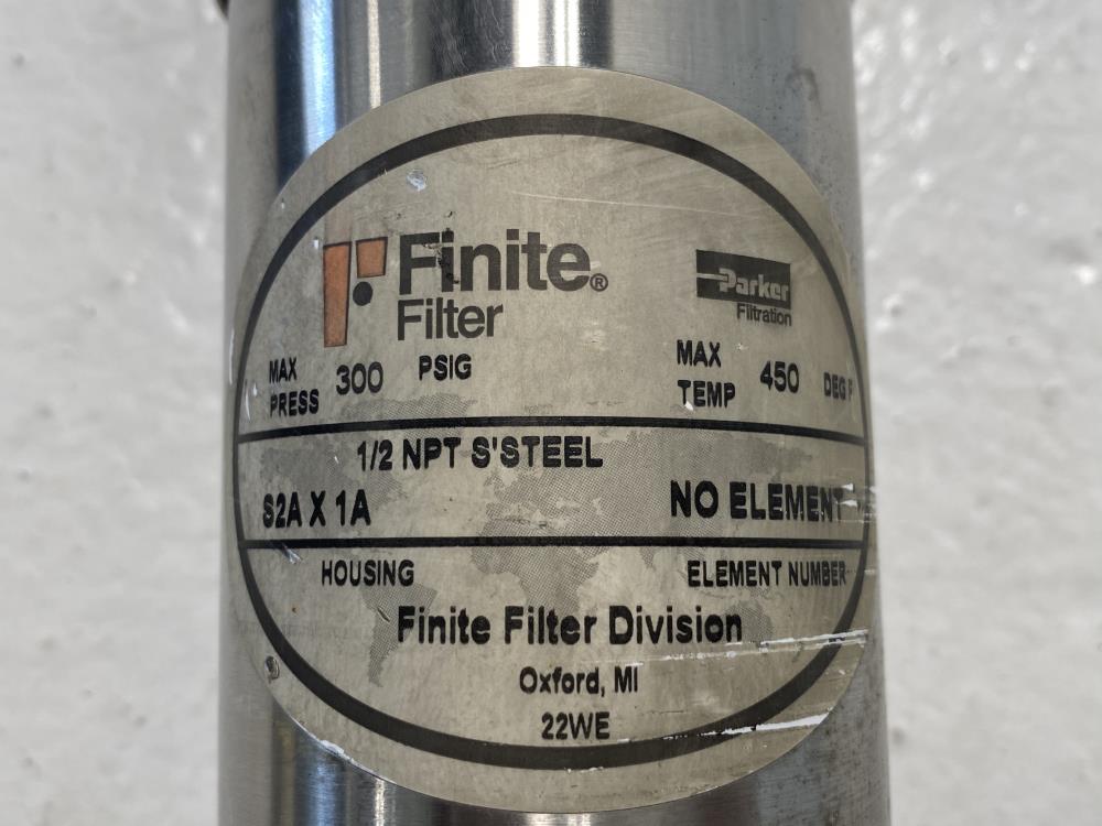 Parker Finite Filter Housing, S2A X 1A, 1/2" NPT, Stainless Steel