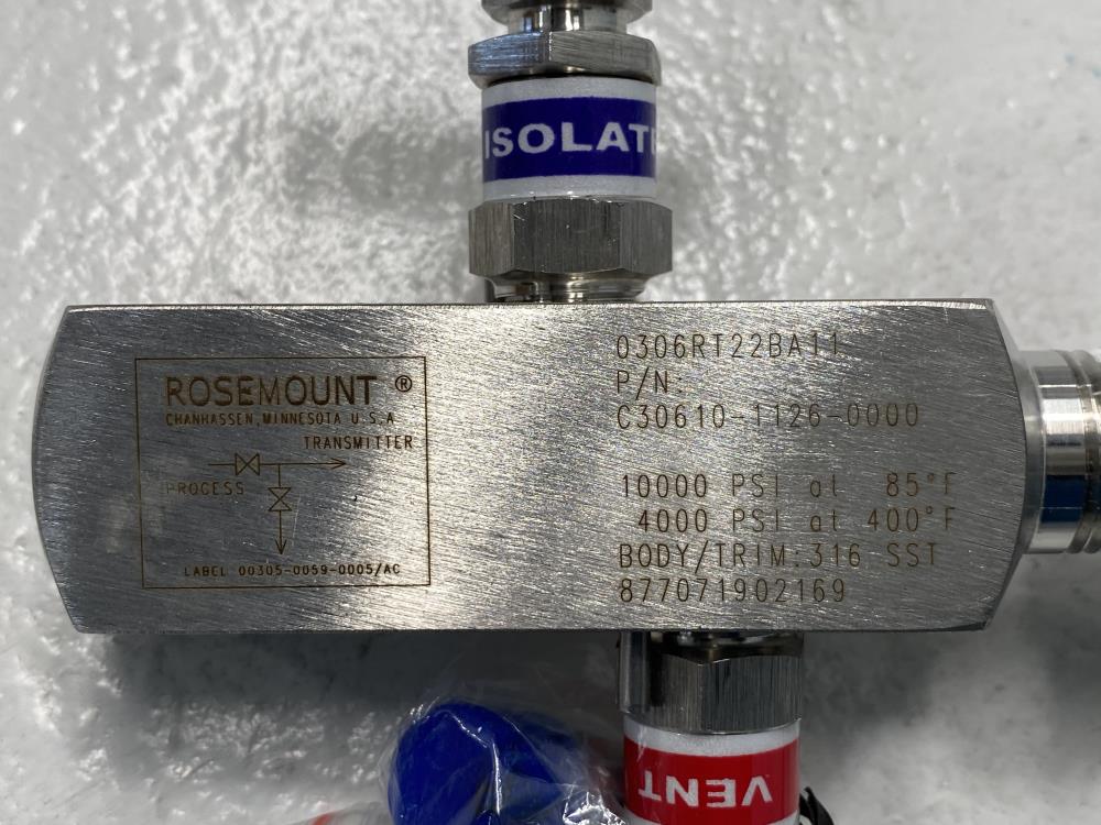 Rosemount 0 - 150 PSIG Pressure Transmitter 3051S2TG2A2A11A1AB4K5 w/ Manifold