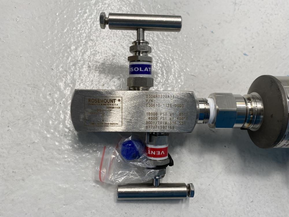 Rosemount 0 - 150 PSIG Pressure Transmitter 3051S2TG2A2A11A1AB4K5 w/ Manifold