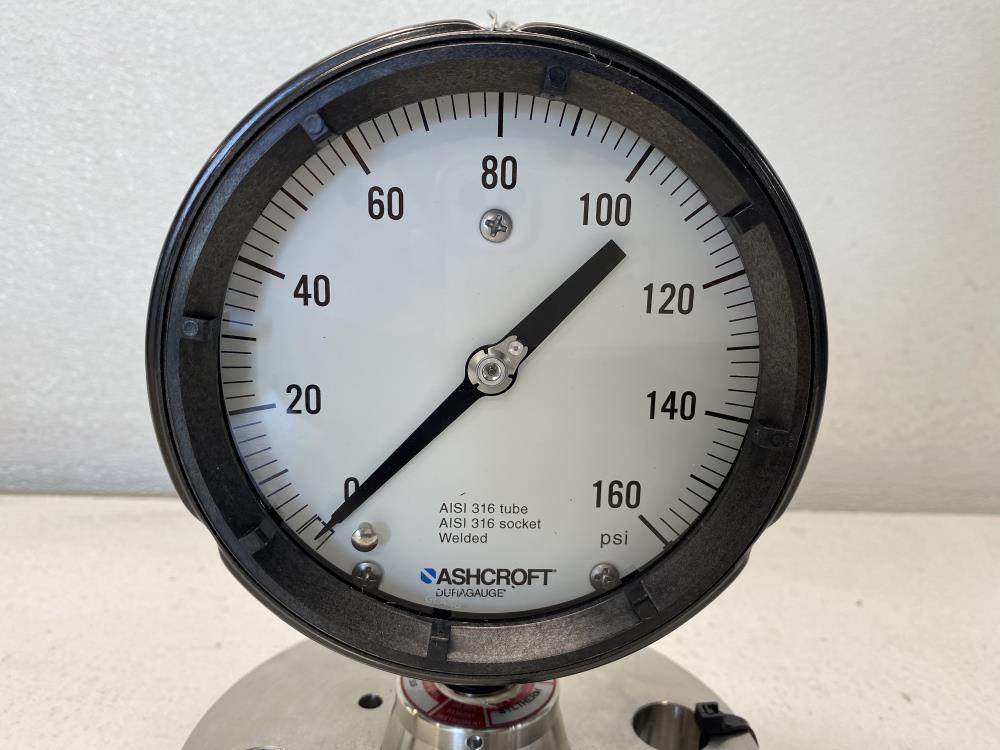 Ashcroft Duragauge 4.5" Face, 160 PSI, Liq. Filled 45-1279-SSL-04L-160# w/ Diaph