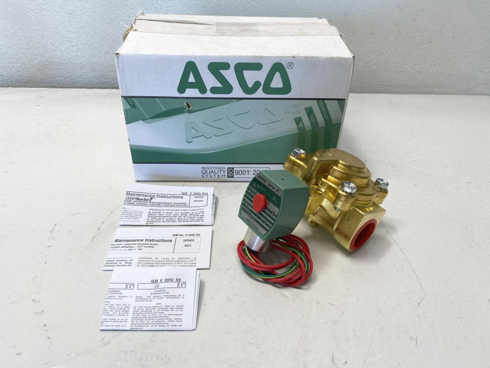 ASCO Red Hat II 1" NPT 2-Way Brass Solenoid Valve 8221G007HW