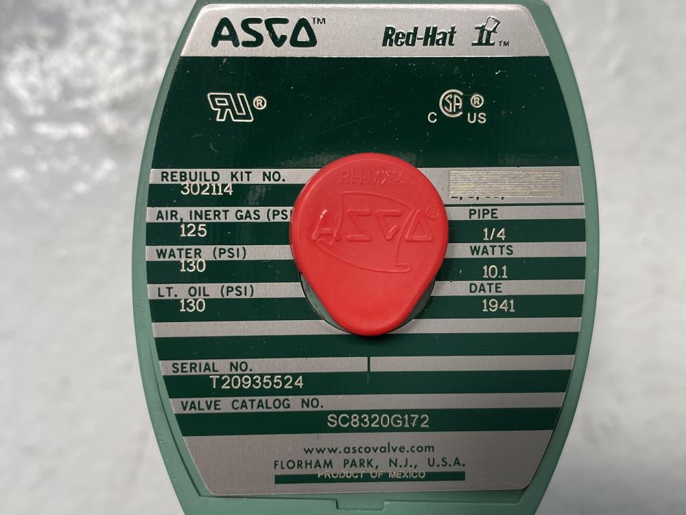 ASCO Red-Hat II 1/4" NPT 3-Way Brass Solenoid Valve SC8320G172
