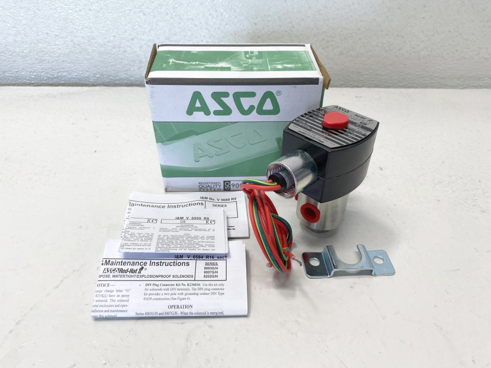 ASCO Red-Hat II 1/4" NPT 3-Way Stainless Solenoid Valve EF8320G202, EF8003G1