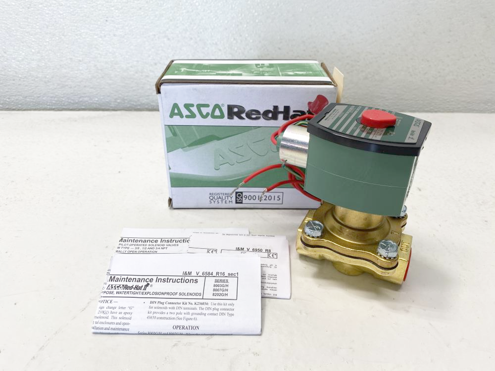 ASCO Red-Hat II 1/2" NPT 2-Way Brass Solenoid Valve 8210G034