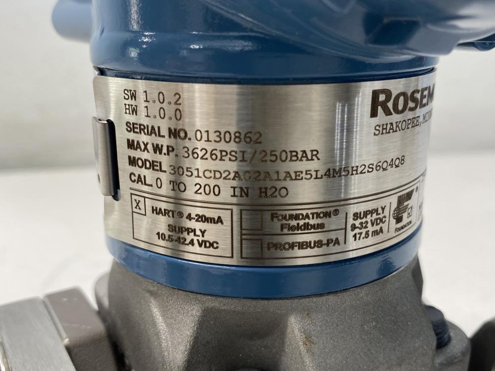 Rosemount 0-200 in H2O Pressure Transmitter 3051CD2A02A1AE5L4M5H2S6Q4QS