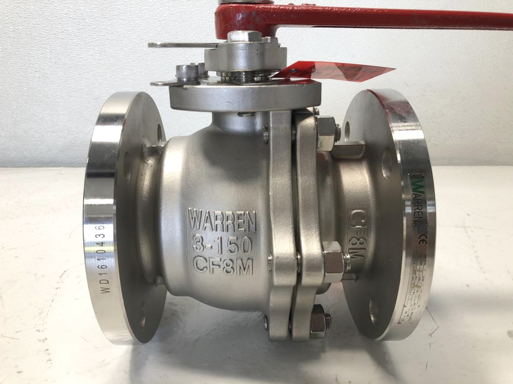 Warren 3" 150# 316 Stainless Steel Raised Face Full Port Ball Valve, Fig# 6156FS