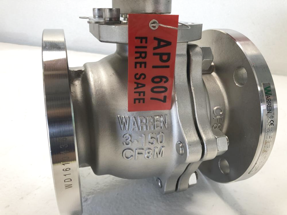 Warren 3" 150# 316 Stainless Steel Raised Face Full Port Ball Valve, Fig# 6156FS