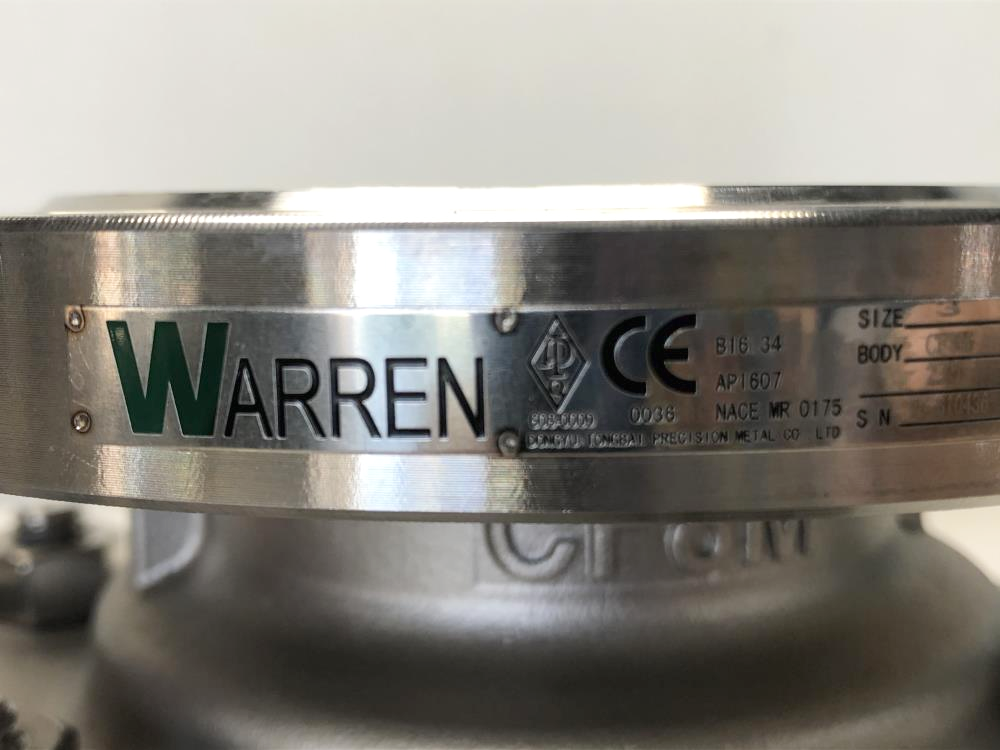 Warren 3" 150# 316 Stainless Steel Raised Face Full Port Ball Valve, Fig# 6156FS