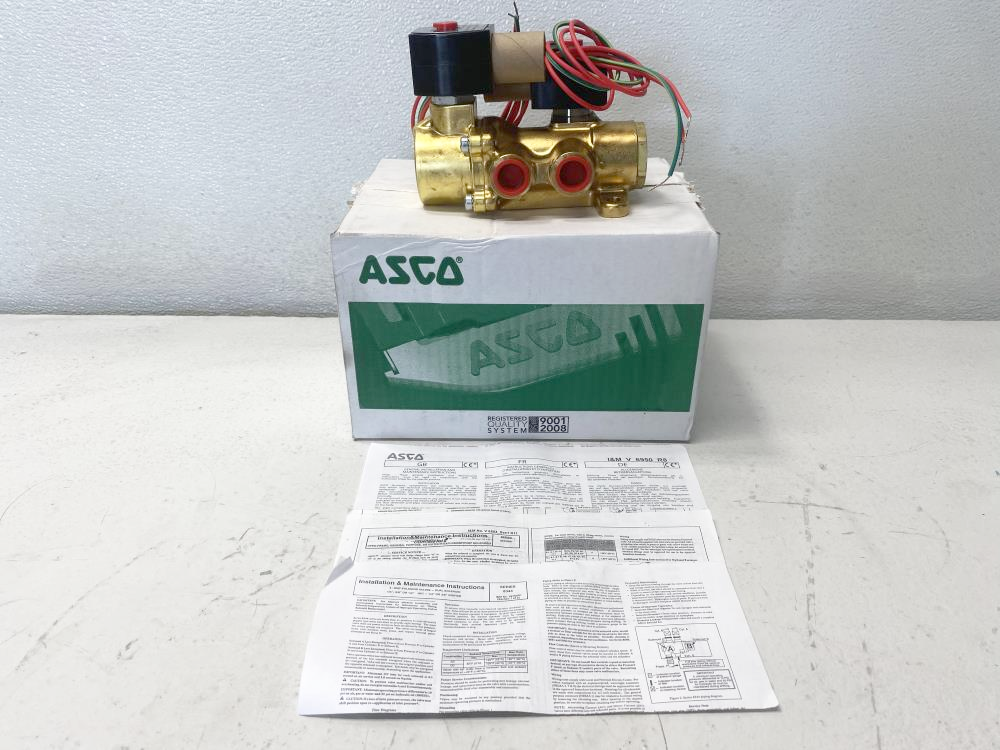 Asco RedHat 1/2" NPT Brass Solenoid Valve 24VDC, EF8344G082V, EF8016G1