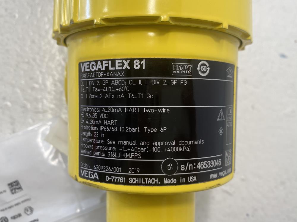 Vega VegaFlex 81 Level Sensor FX81.FAETDFHXANAX