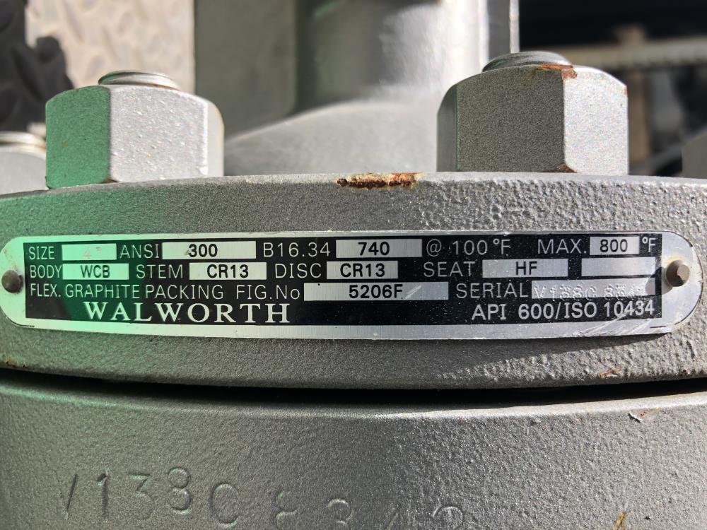 Walworth 4" 300# WCB  Gate Valve, #5206F