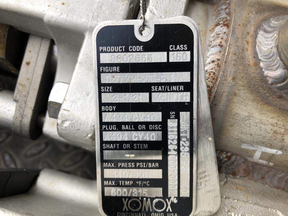 Tufline Xomox 2.5" 150# A494 Steam Jacketed Gear Operated Plug Valve,067XP-XT-PJ