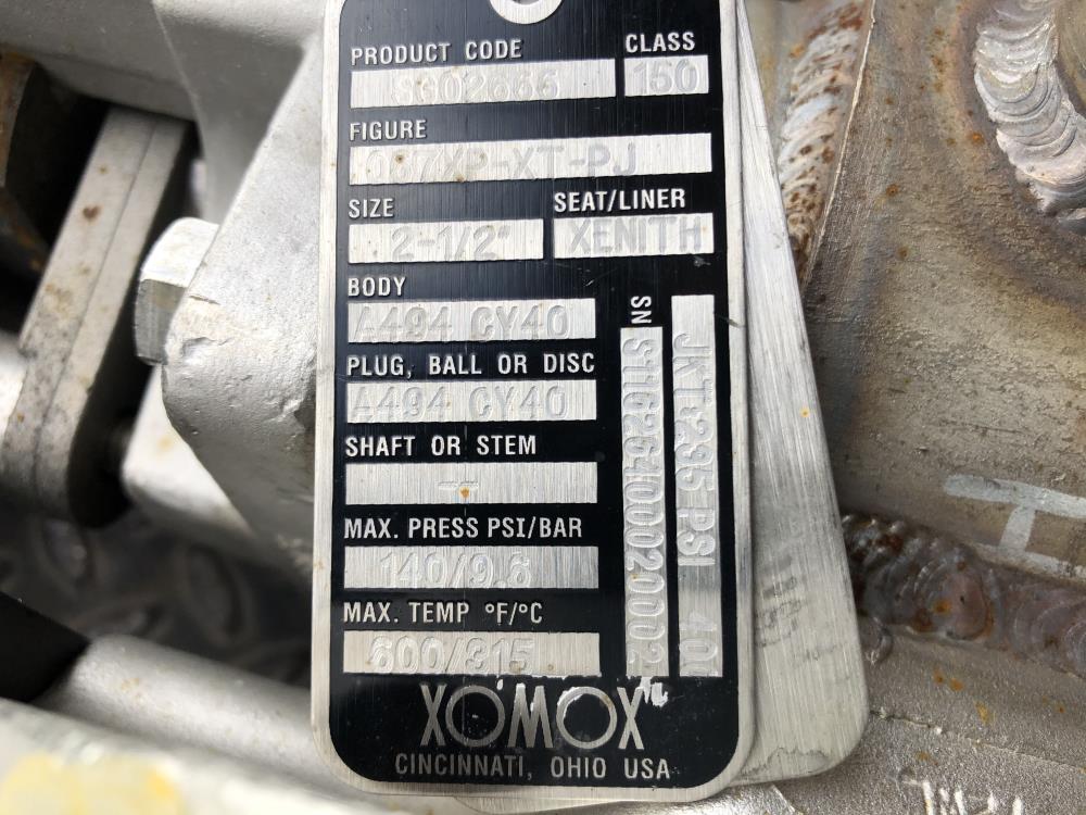 Tufline Xomox 2.5" 150# A494 Steam Jacketed Gear Operated Plug Valve,067XP-XT-PJ