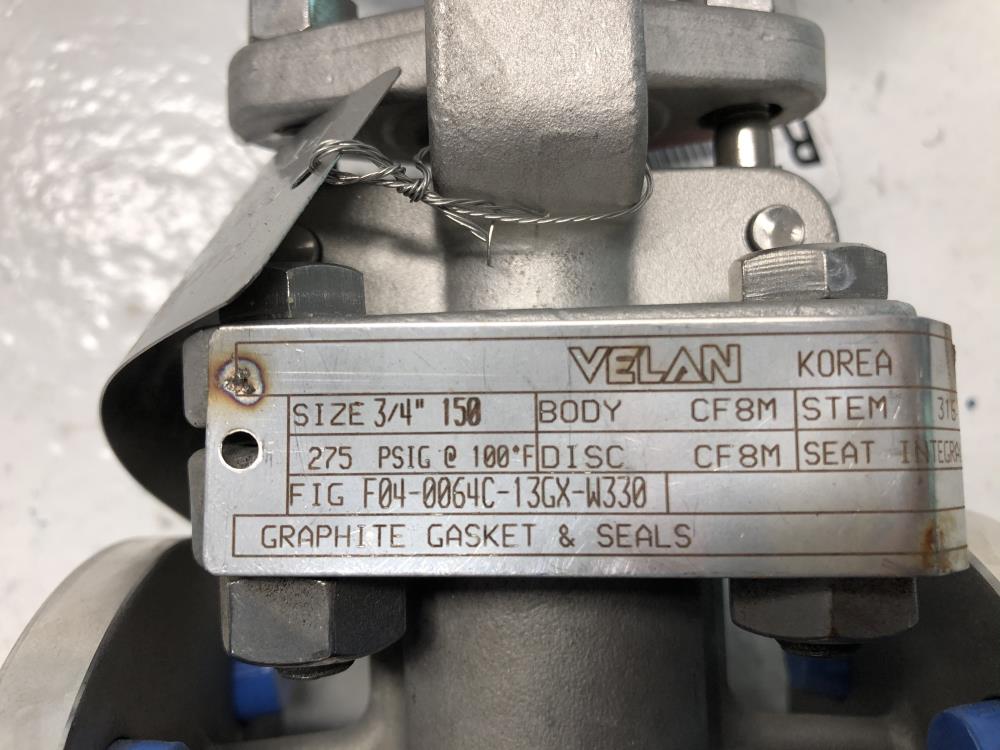 Velan 3/4" 150#  CF8M Gate Valve, F04-0064C-13GX-W330