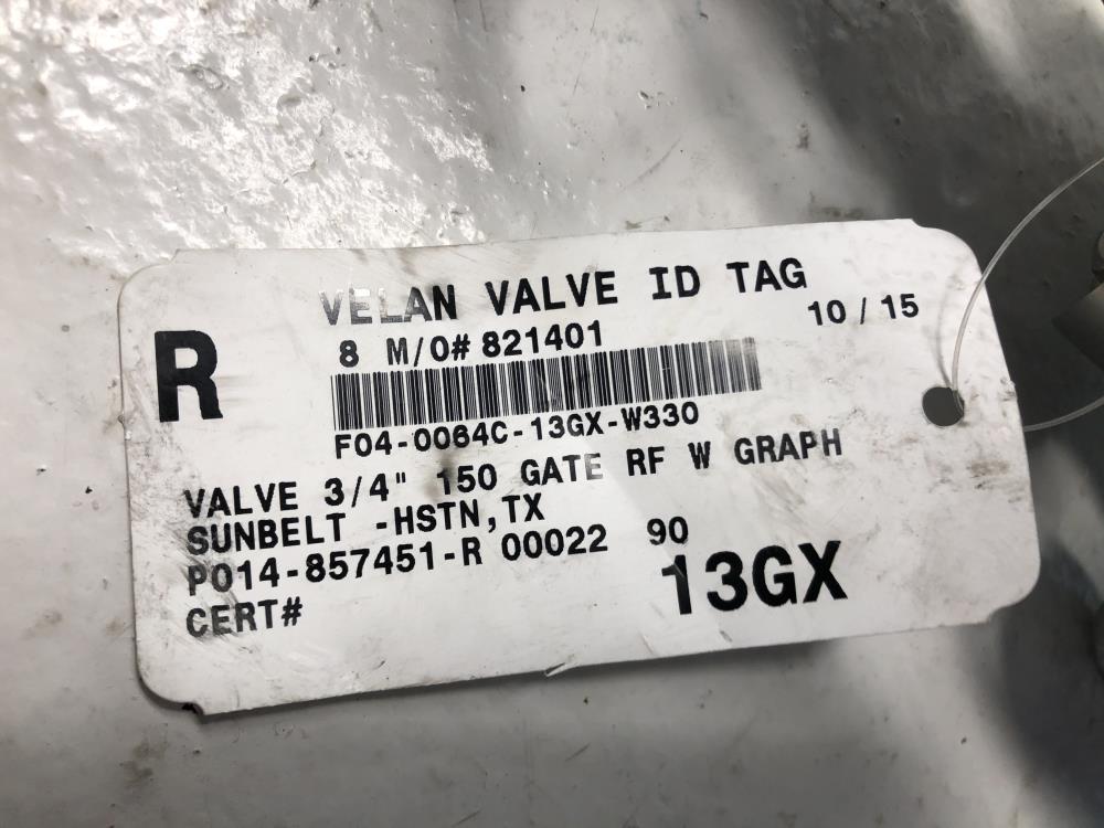 Velan 3/4" 150#  CF8M Gate Valve, F04-0064C-13GX-W330