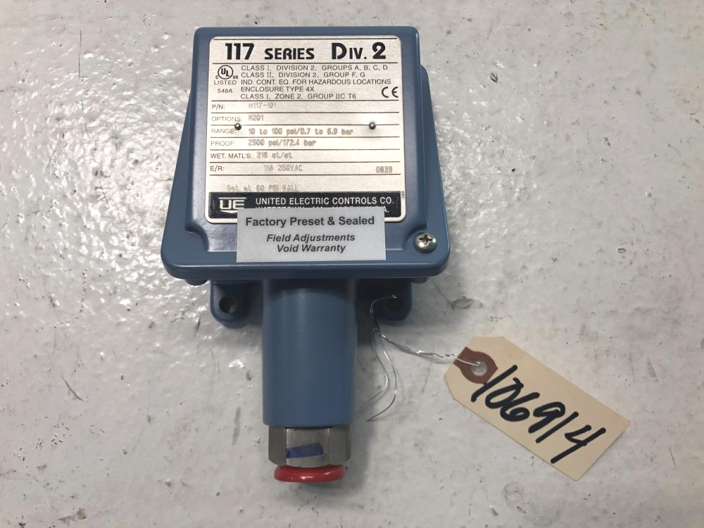 United 117 Series Electric Pressure Switch, H117191