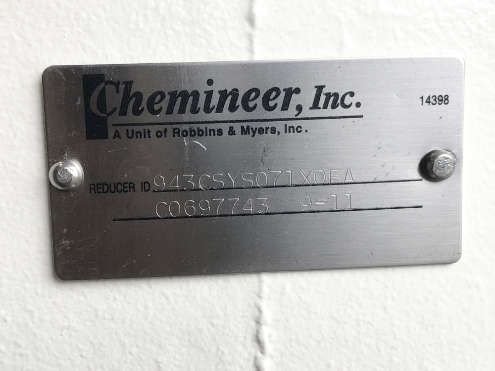 Chemineer Qedplus 2-1/2" Gear Reducer 943CSYS071X0FA