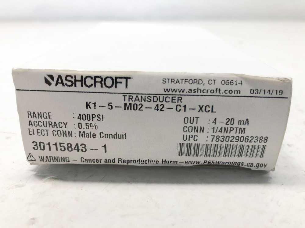 Ashcroft 1500 PSI Transducer K1-5-M02-42-C-1500#-XCL