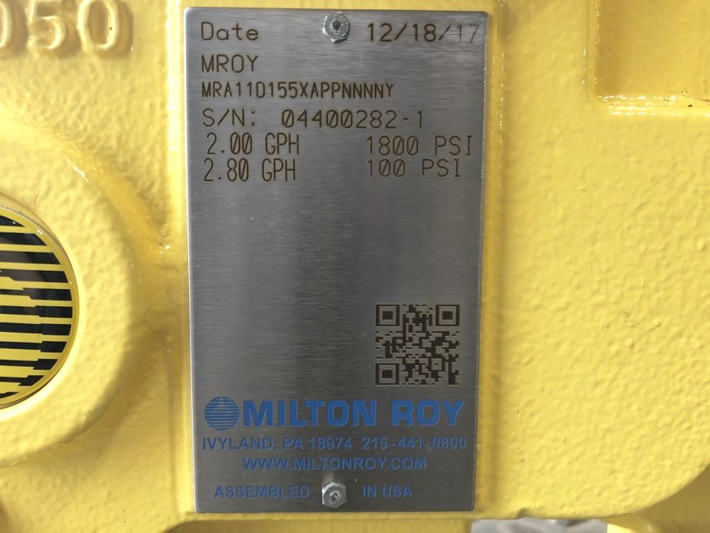 MIlton Roy Metering Pump, 2.80 GPH, MRA1D155XAPPNNNNY