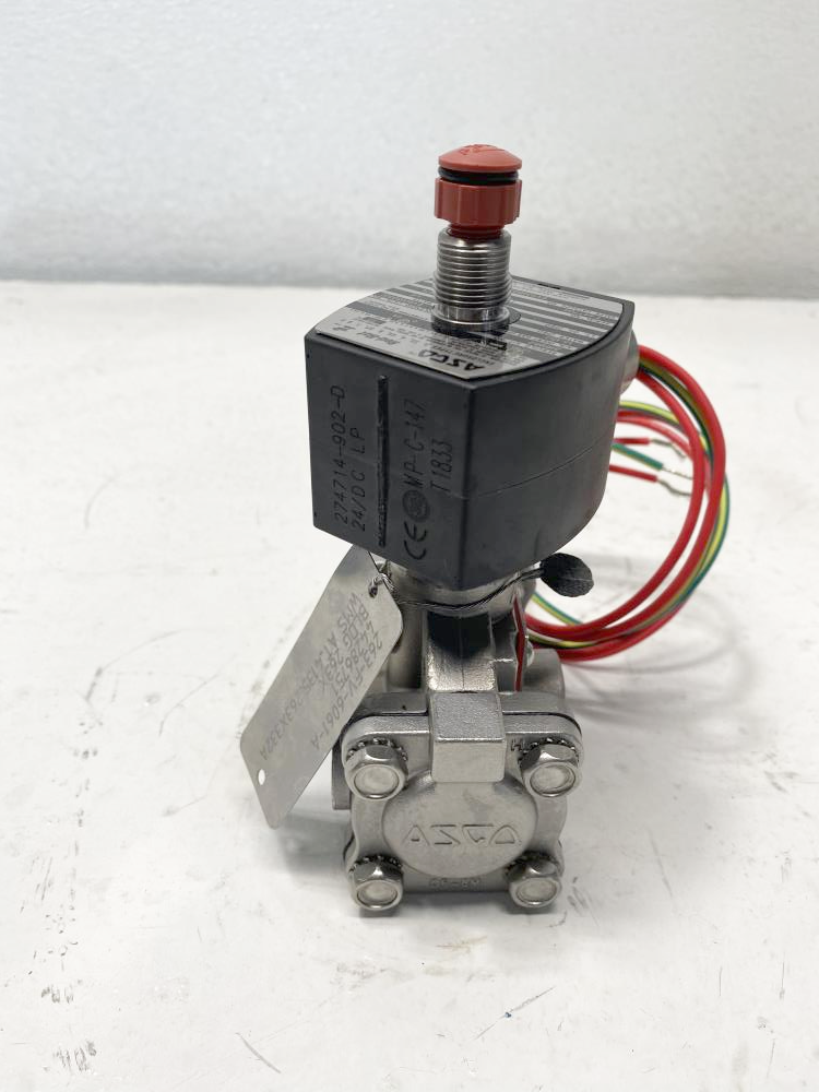 ASCO 1/4" NPT CF8M Solenoid Valve 24/DC, EV8316G381, EV8003G300