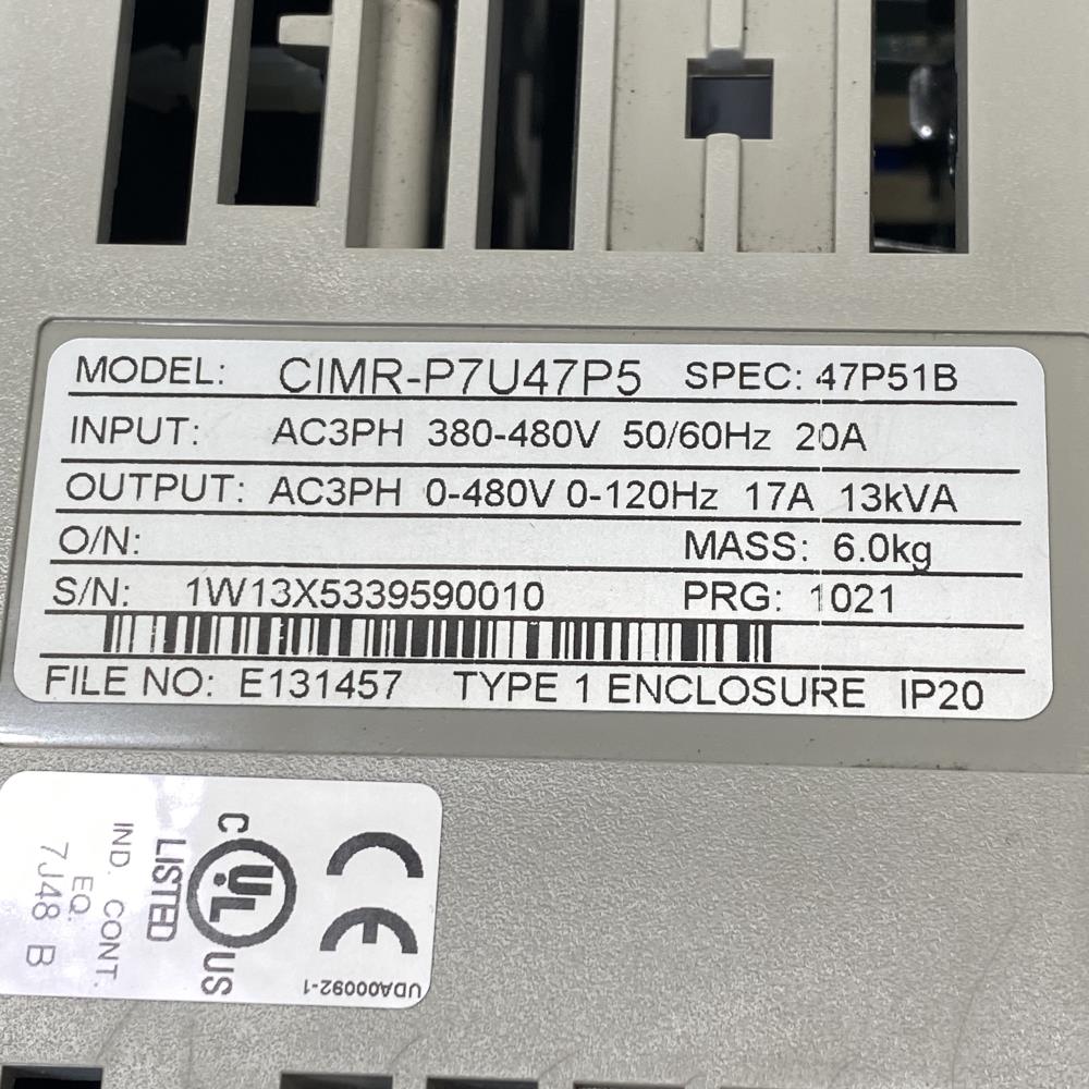 Yaskawa Varispeed P7 AC Drive, CIMR-P7U47P5, 480V, 17.0A