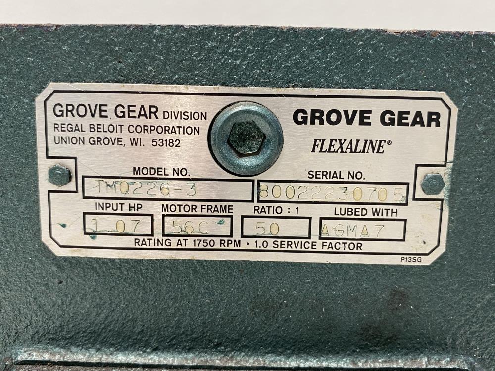 Grove Gear Flexaline Speed Reducer TMQ226-3, Ratio 50:1, 1.07 HP