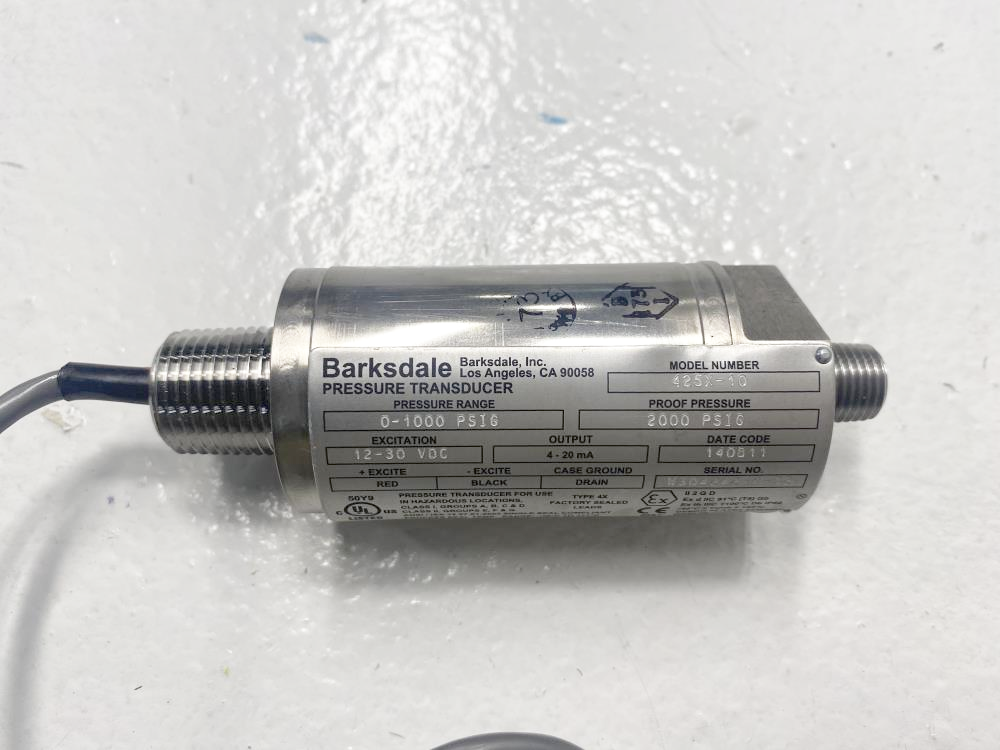 Barksdale 0 to 1000 PSIG Stainless Steel Pressure Transducer 425X-10