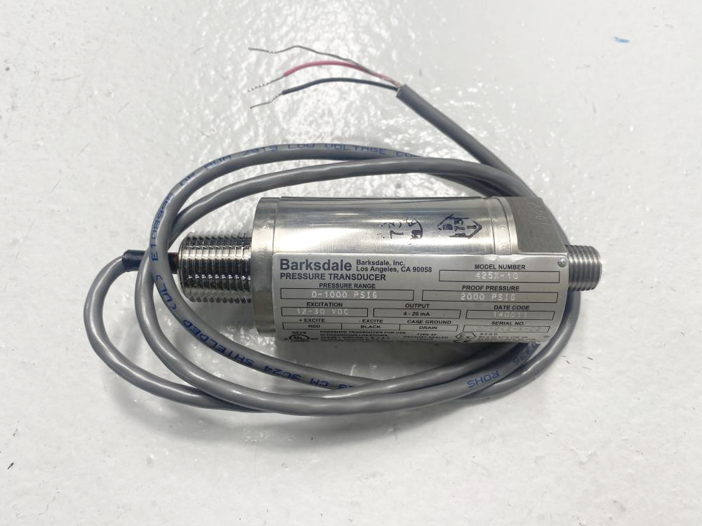 Barksdale 0 to 1000 PSIG Stainless Steel Pressure Transducer 425X-10