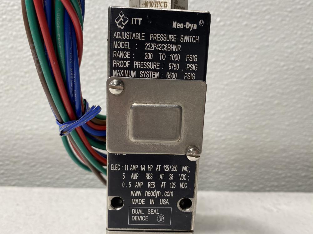 ITT Neo-Dyn 200 to 1000 PSIG Adjustable Pressure Switch 232P42C6BHNR