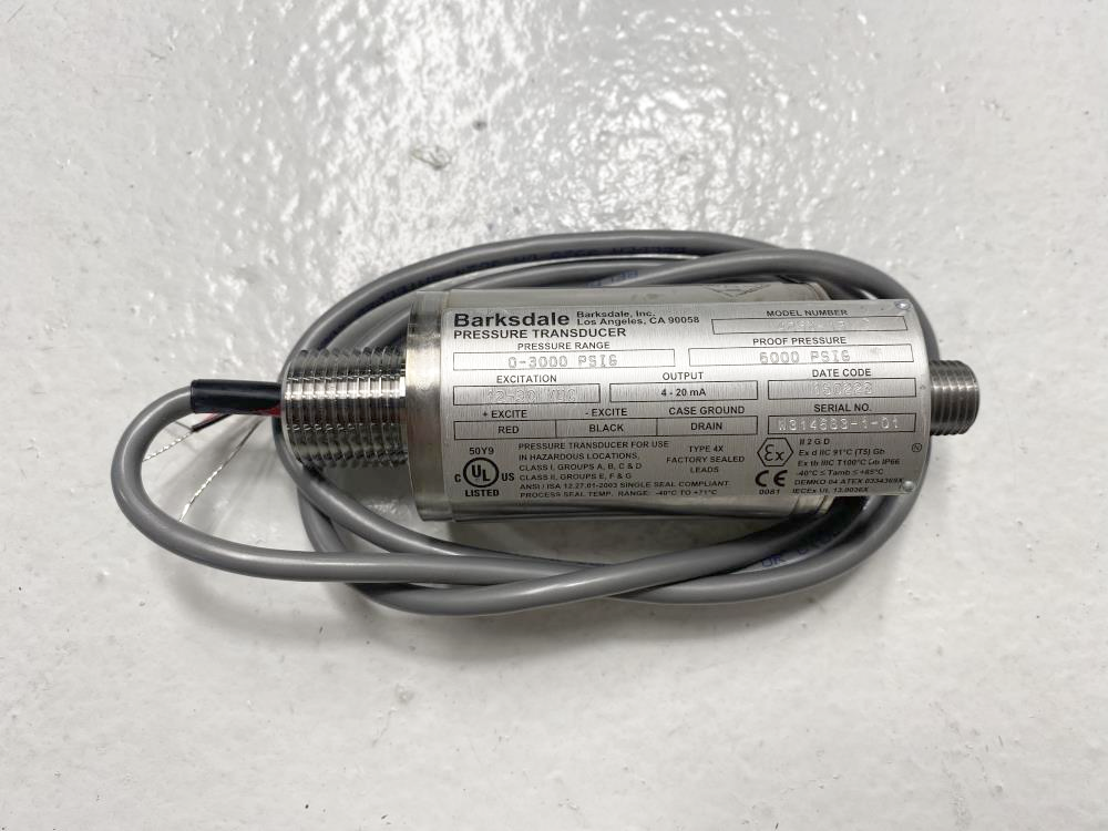 Barksdale 03000 PSIG Stainless Steel Pressure Transducer 425X13