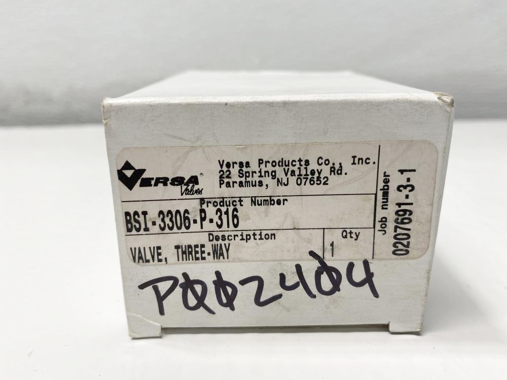 Versa 1/4" NPT 3-Way 316SS Pneumatic Directional Valve BSI-3306-P-316