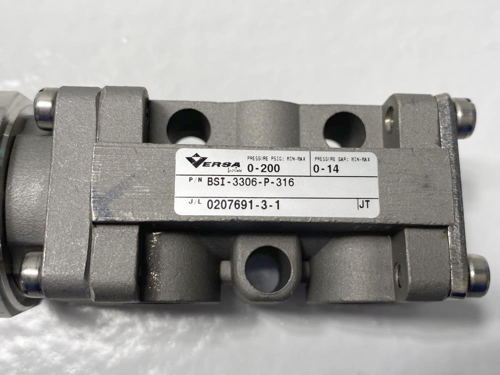 Versa 1/4" NPT 3-Way 316SS Pneumatic Directional Valve BSI-3306-P-316