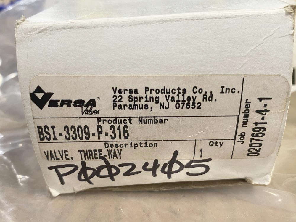 Versa 1/4" NPT 3-Way 316SS Pneumatic Directional Valve BSI-3309-P-316