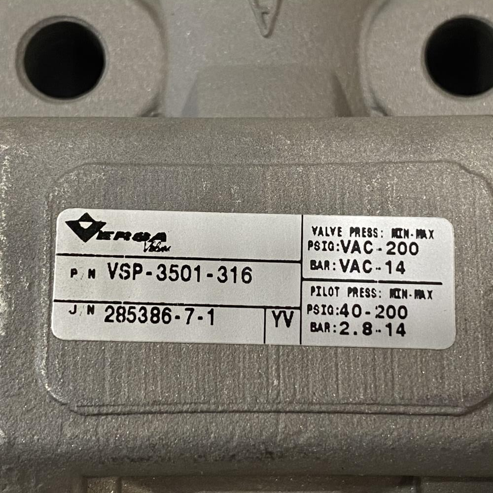 Versa 1/2" NPT 3-Way 316SS Pneumatic Directional Valve VSP-3501-316