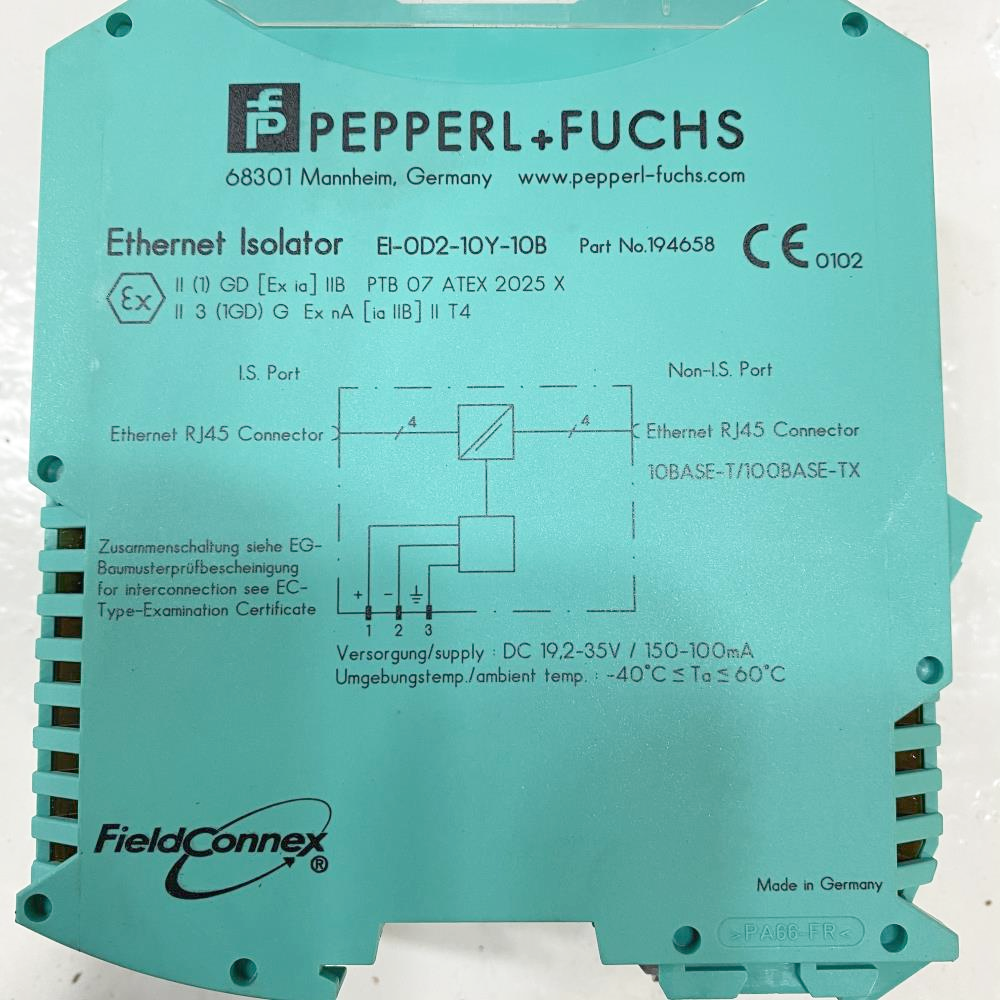 Pepperl & Fuchs Ethernet Isolator EI-0D2-10Y-10B, Part# 194658