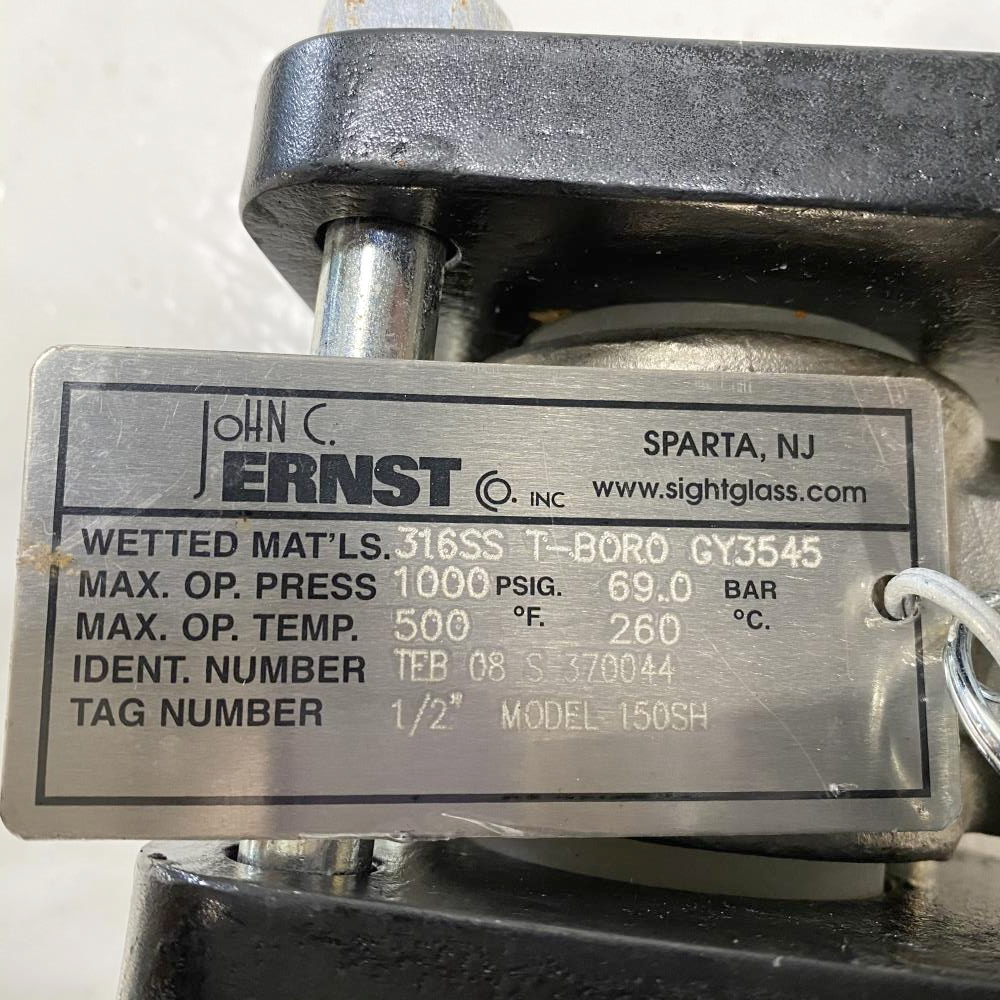 Ernst 1/2" NPT 316SS Sight Glass Flow Indicator, Plain, 150SH, TEB-08-S