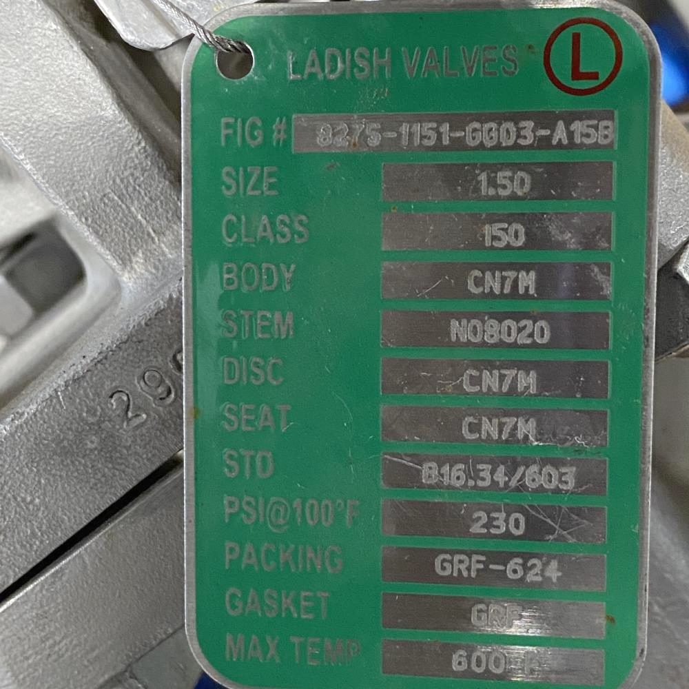 Ladish 1-1/2" 150# CN7M RF Gate Valve 8275--1151-GG03-A158