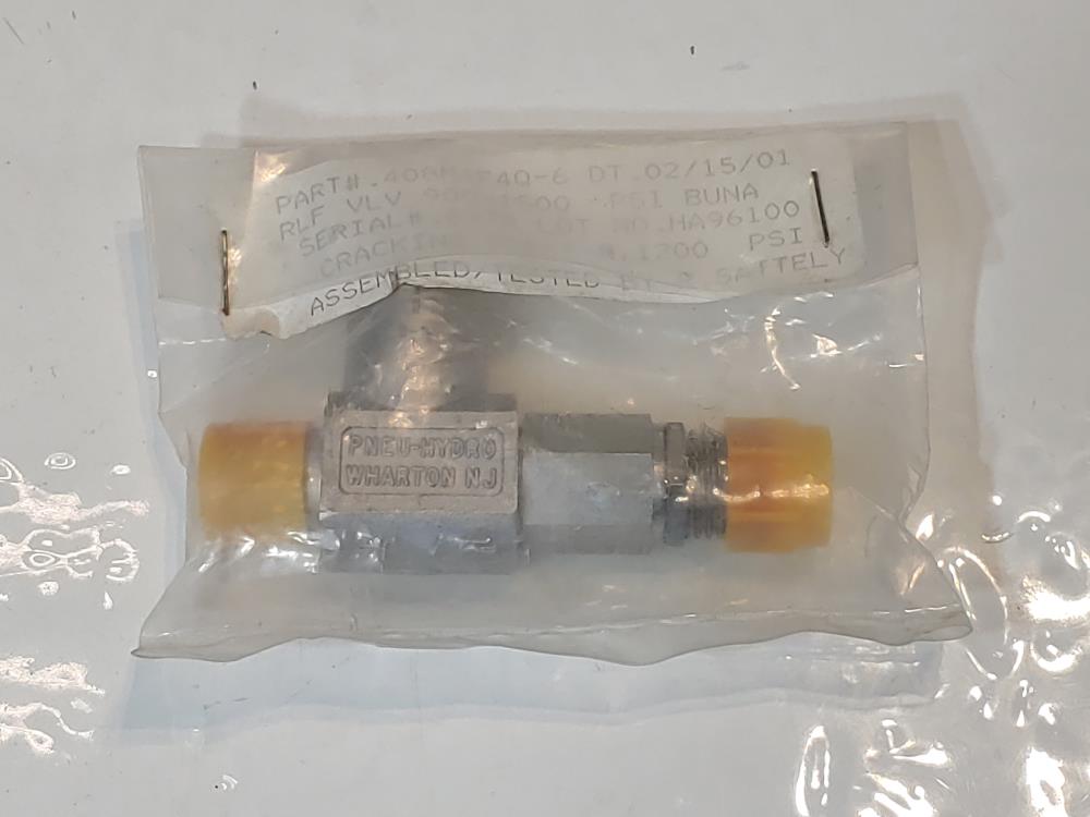 Pneu-Hydro 1/4" NPT Stainless Steel Right Angle Relief Valve 408M4F4Q-6