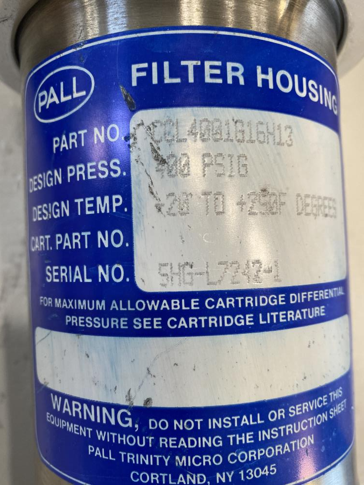 Pall 1" NPT Stainless Steel Filter Housing, CCL4001G16H13