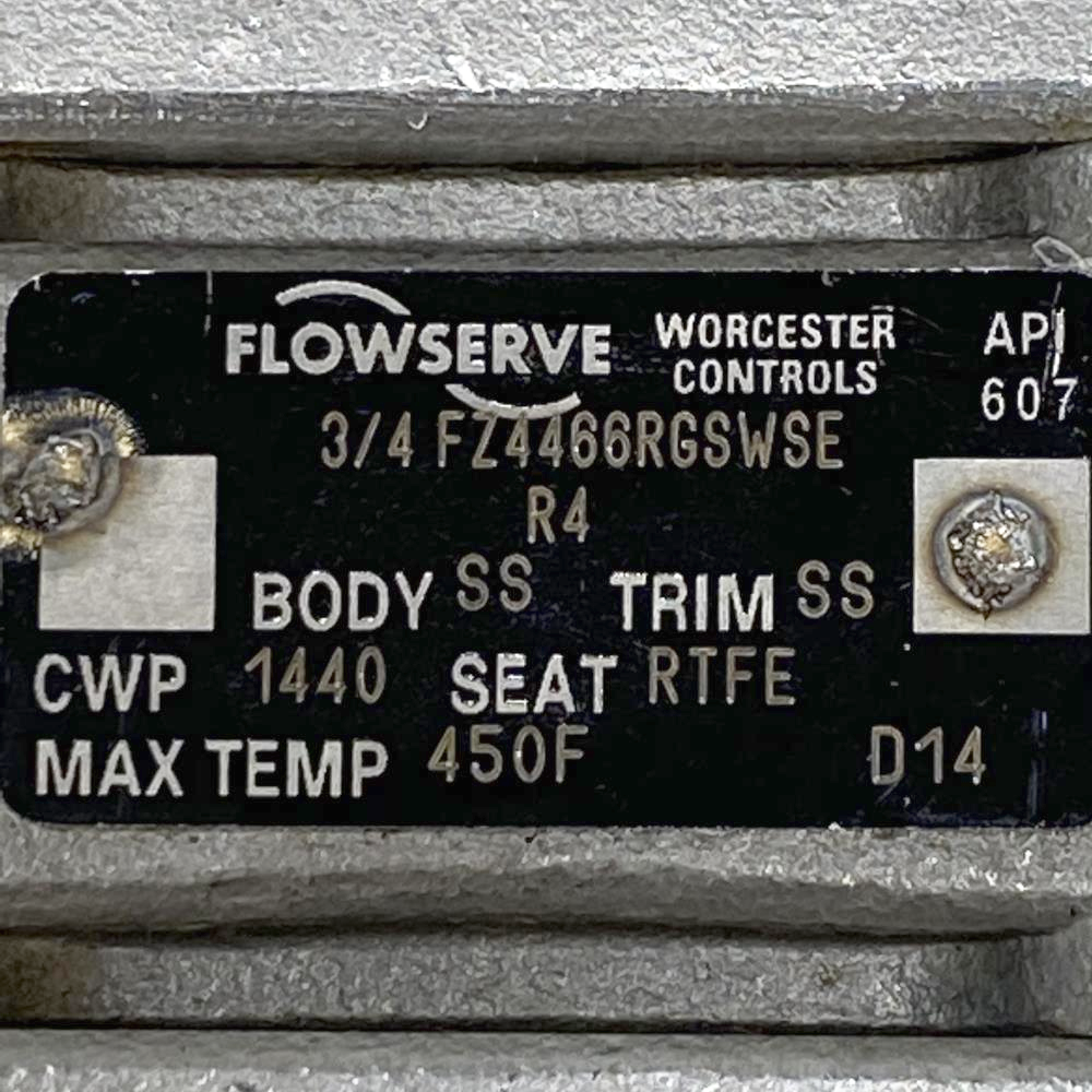 Flowserve Worcester 3/4" Threaded Stainless Steel Ball Valve 3/4 FZ4466RGSWSE R4