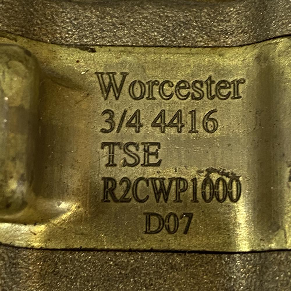 Worcester 3/4" Threaded Brass Ball Valve 3/4 4416TSE R2