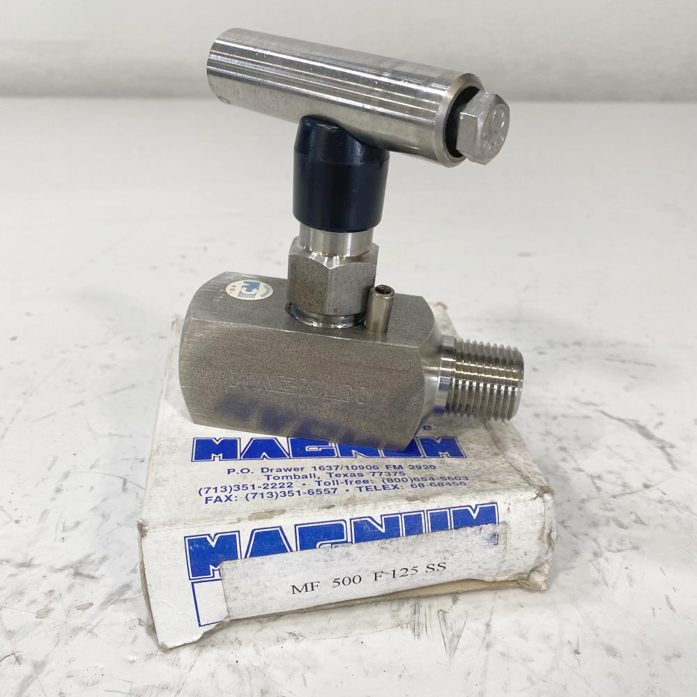 Magnum 1/2" NPT Stainless Steel Needle Valve 10000 PSI, MF 500F125 SS