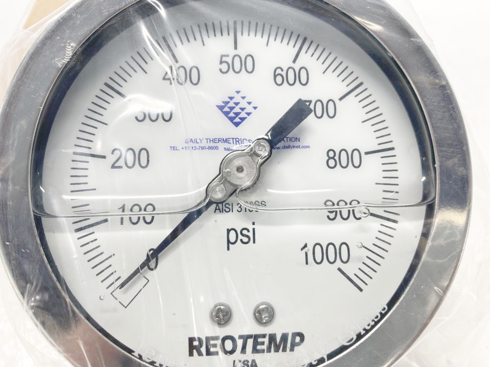 ReoTemp 4" Filled Pressure Gauge 0-1000 PSI Stainless, PR40S1A2P25-DTC-G-T