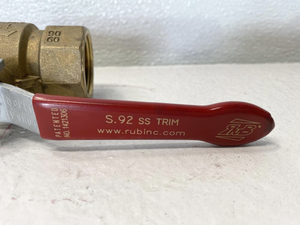 RUB 1" Threaded 2-Piece Brass Inline Ball Valves, Stainless Trim S.92