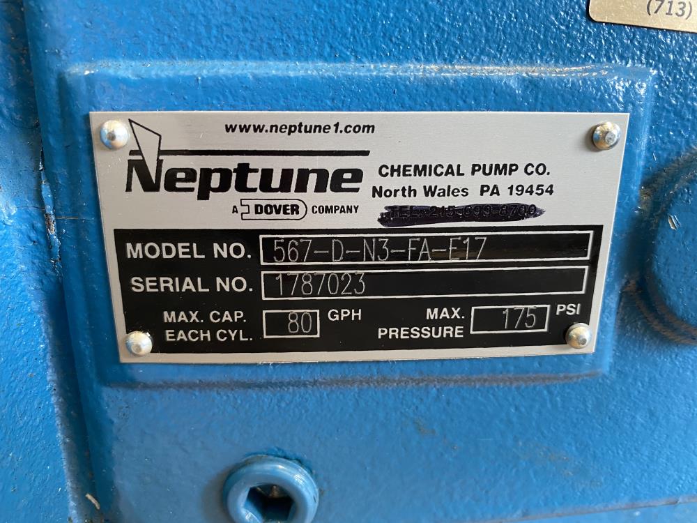 Neptune 80 GPH Proportioning Pump 567-D-N3-FA-E17 W/ Leeson 1725RPM 3/4HP Motor 