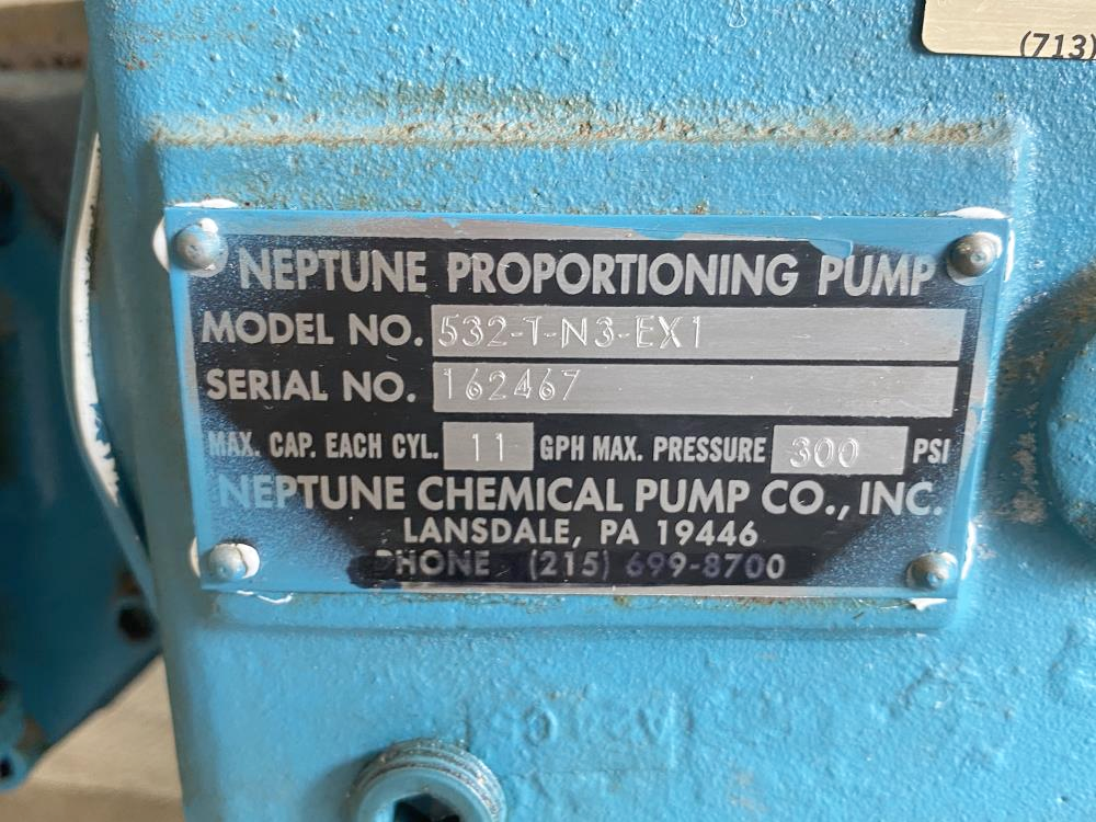 Neptune 11 GPH Proportioning Pump 532-T-N3-EX1 W/ Leeson 1725 RPM 1/3 HP Motor